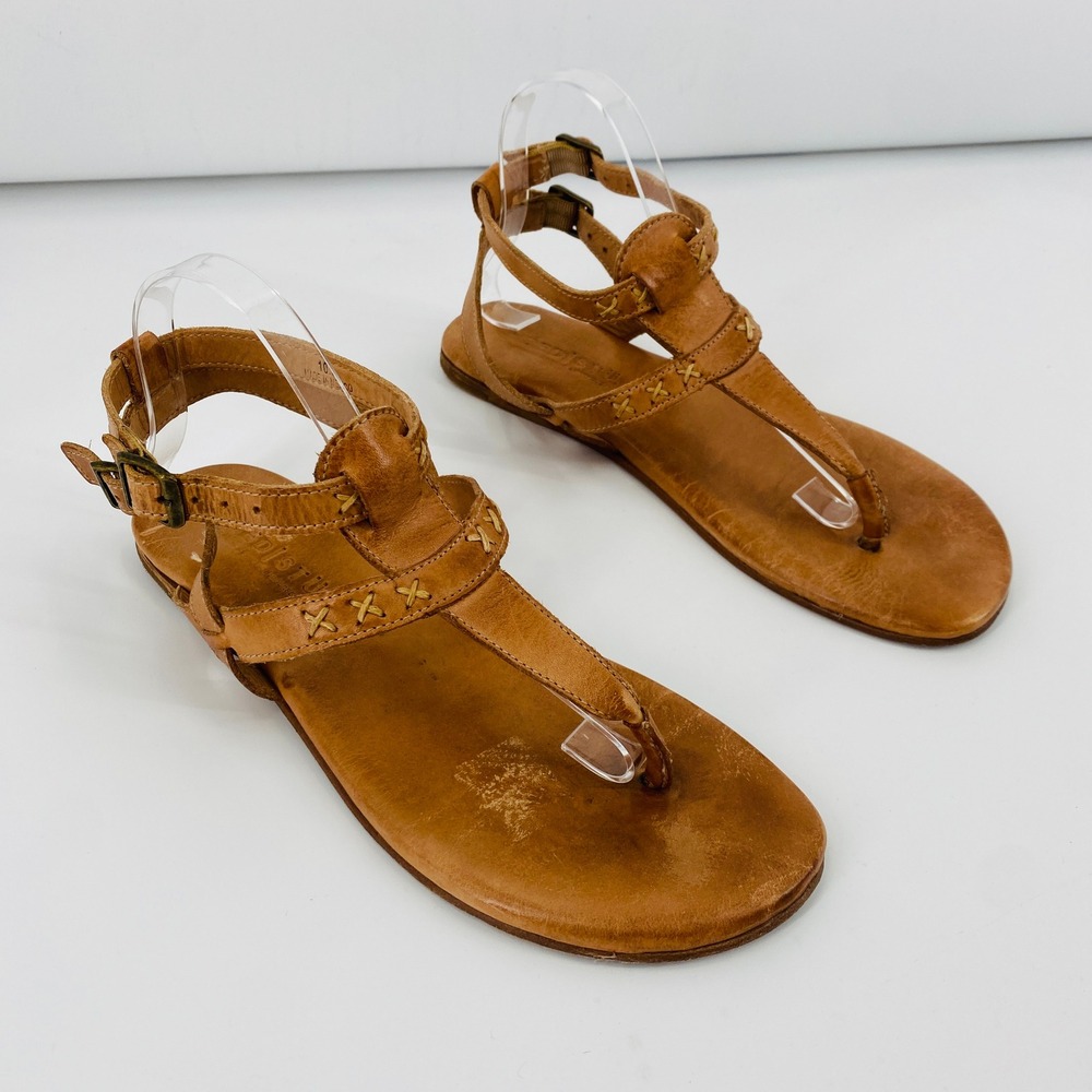 Bed Stu Sandals Women 10 Brown Leather Strappy Flat Thong Sandals Bohemian‎